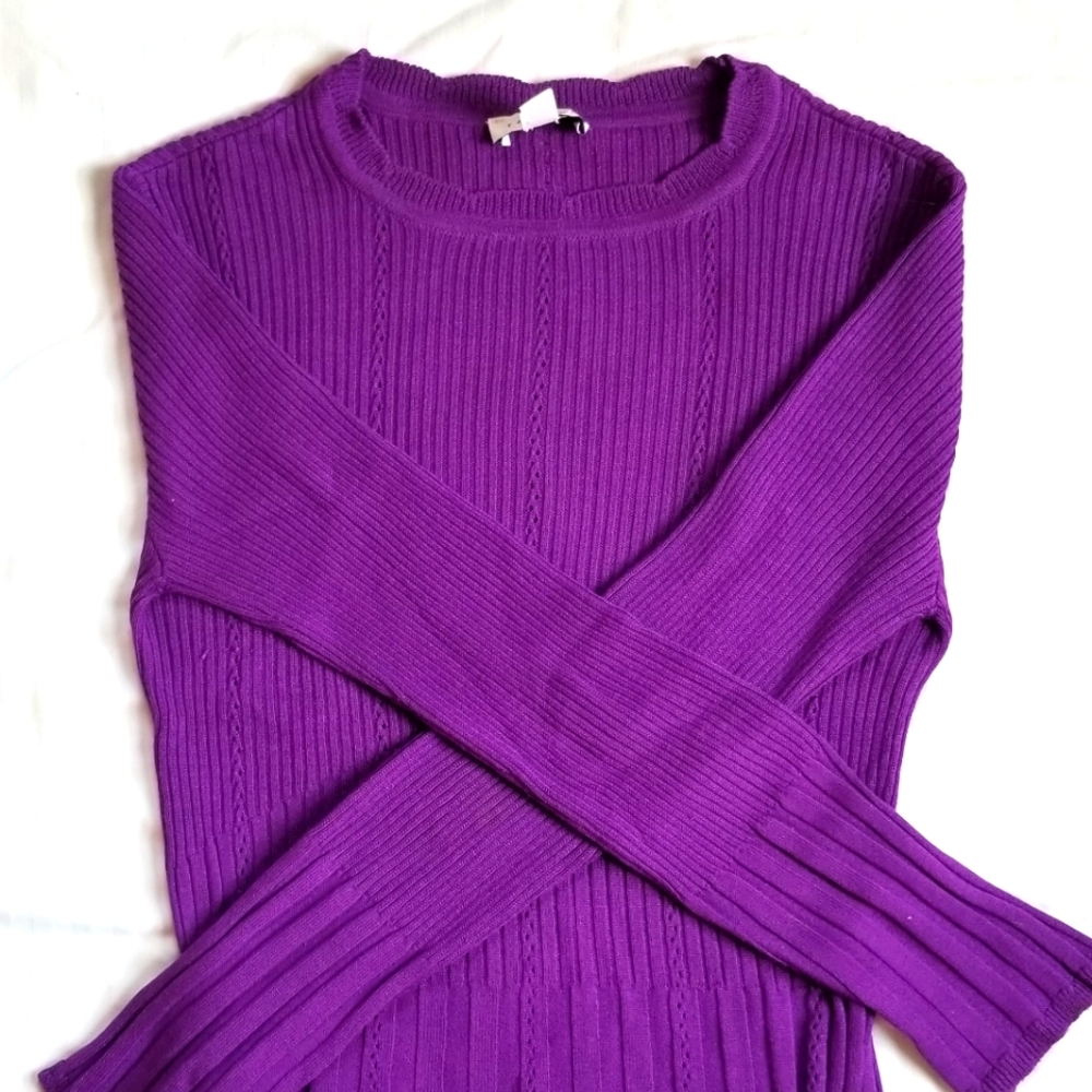 Purple Crew Neck Sweater Top